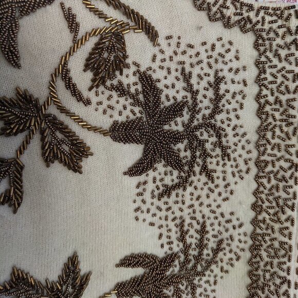 Vintage 1940s Hand Beaded Lambs Wool and Angora Cardigan Sweater - Picture 3 of 12